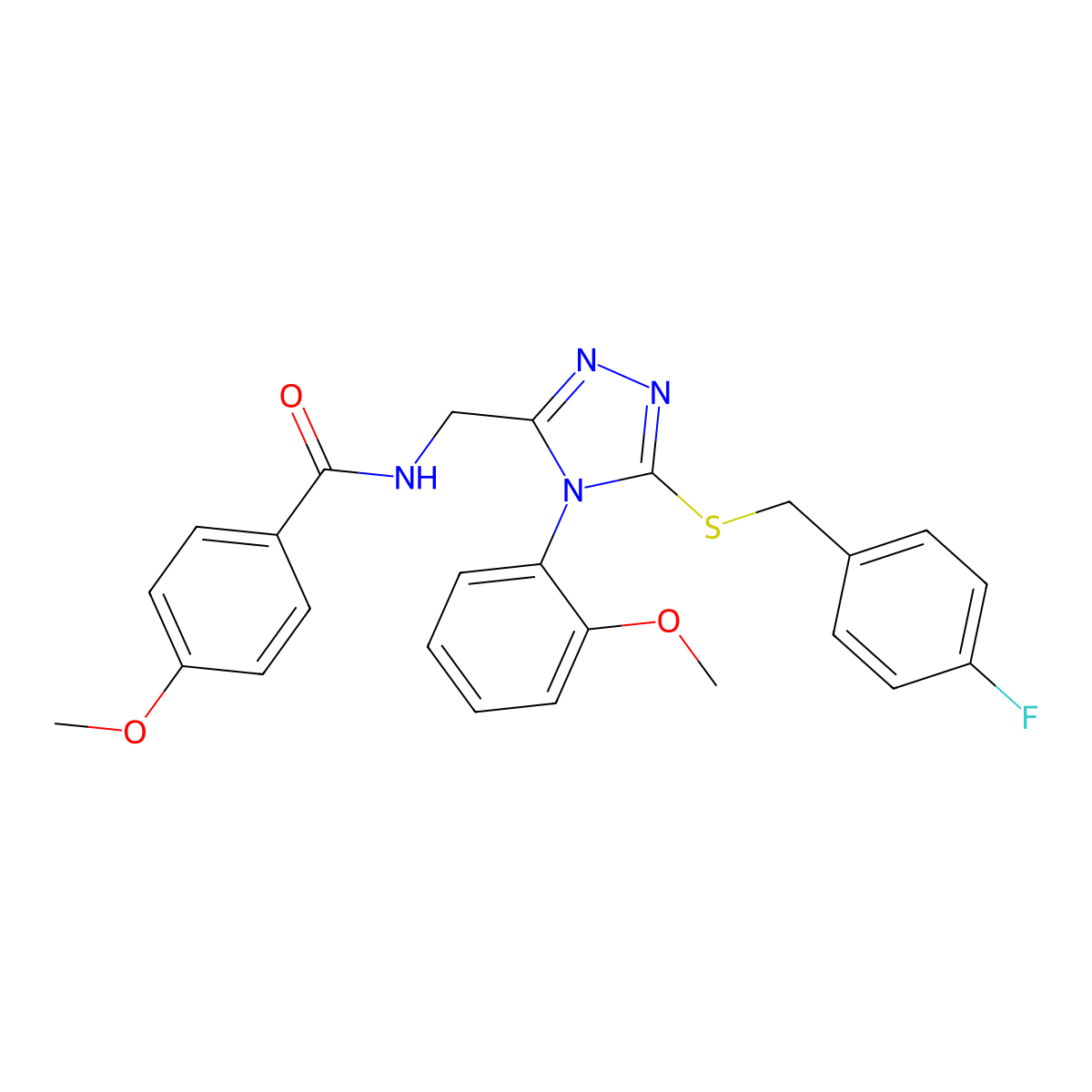 N-((5-((4-fluorobenzyl)thio)-4-(2-methoxyphenyl)-4H-1,2,4-triazol-3-yl)methyl)-4-methoxybenzamide molecular structure, CAS 476450-47-2