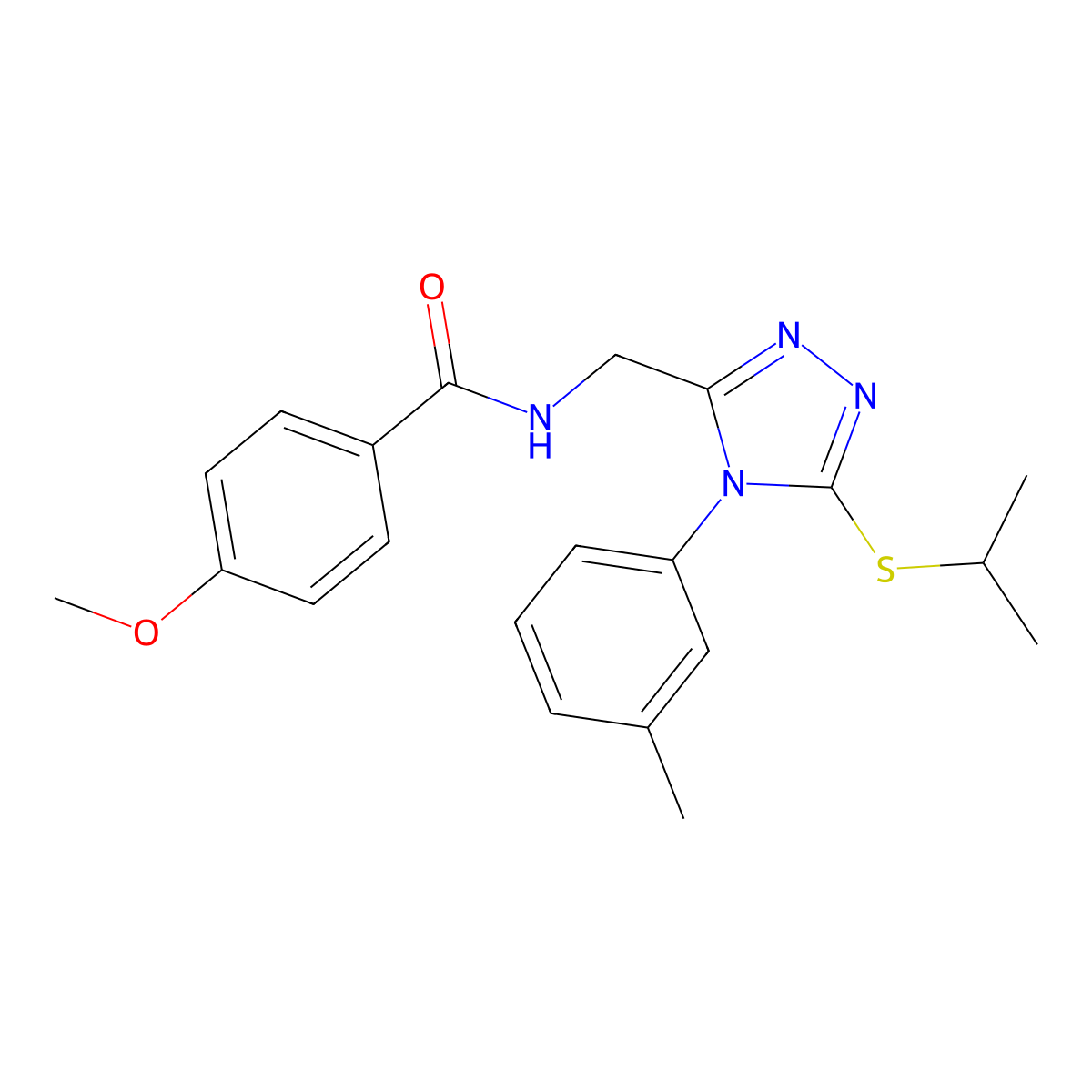 N-((5-(isopropylthio)-4-(m-tolyl)-4H-1,2,4-triazol-3-yl)methyl)-4-methoxybenzamide molecular structure, CAS 476450-58-5