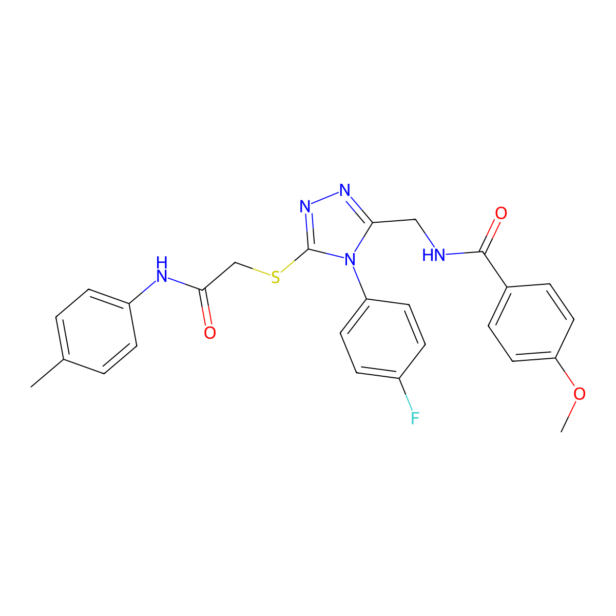 N-((4-(4-fluorophenyl)-5-((2-oxo-2-(p-tolylamino)ethyl)thio)-4H-1,2,4-triazol-3-yl)methyl)-4-methoxybenzamide molecular structure, CAS 476450-81-4