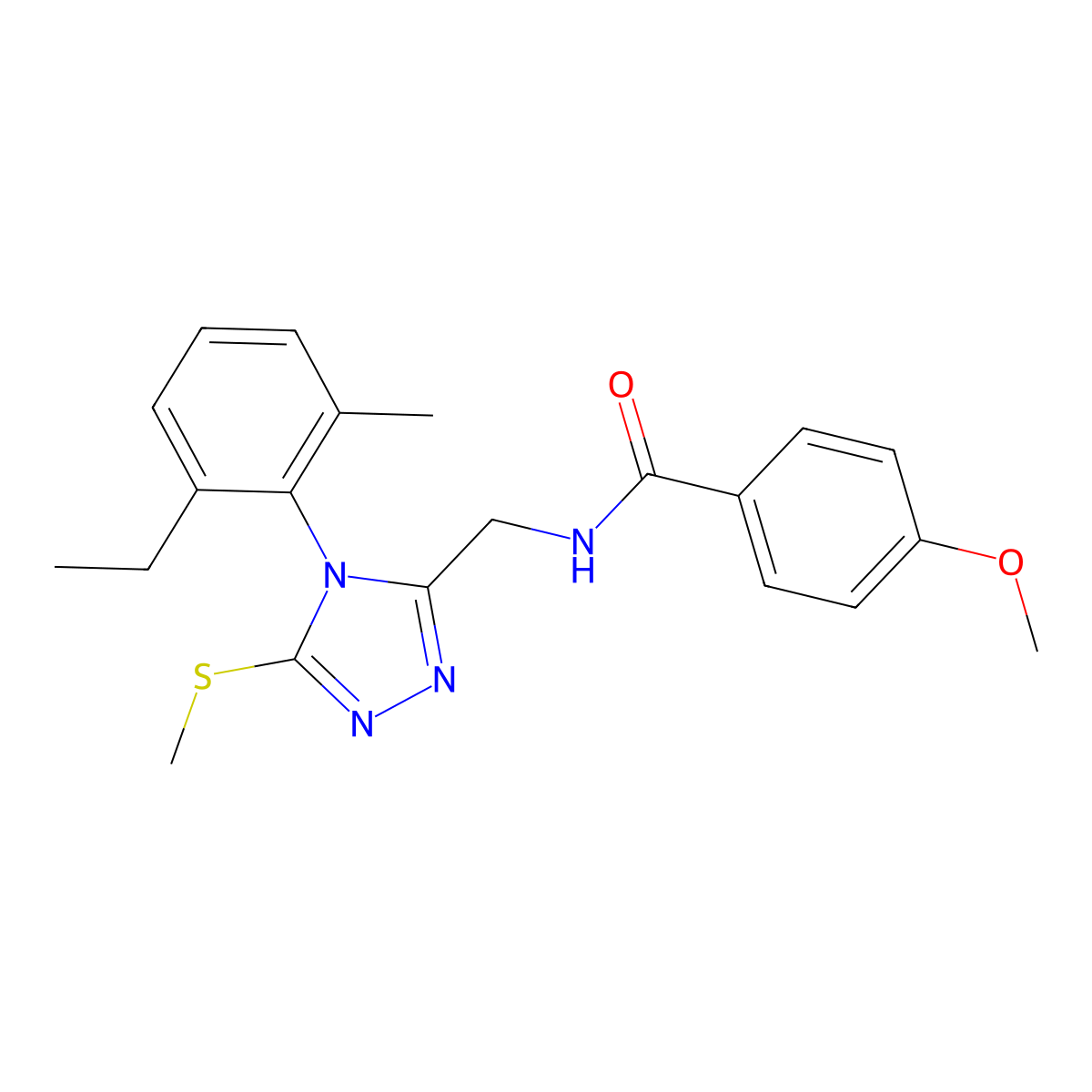 N-[[4-(2-ethyl-6-methylphenyl)-5-methylsulfanyl-1,2,4-triazol-3-yl]methyl]-4-methoxybenzamide molecular structure, CAS 476451-62-4