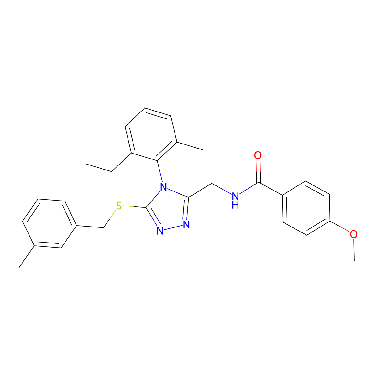 N-((4-(2-ethyl-6-methylphenyl)-5-((3-methylbenzyl)thio)-4H-1,2,4-triazol-3-yl)methyl)-4-methoxybenzamide molecular structure, CAS 476451-63-5