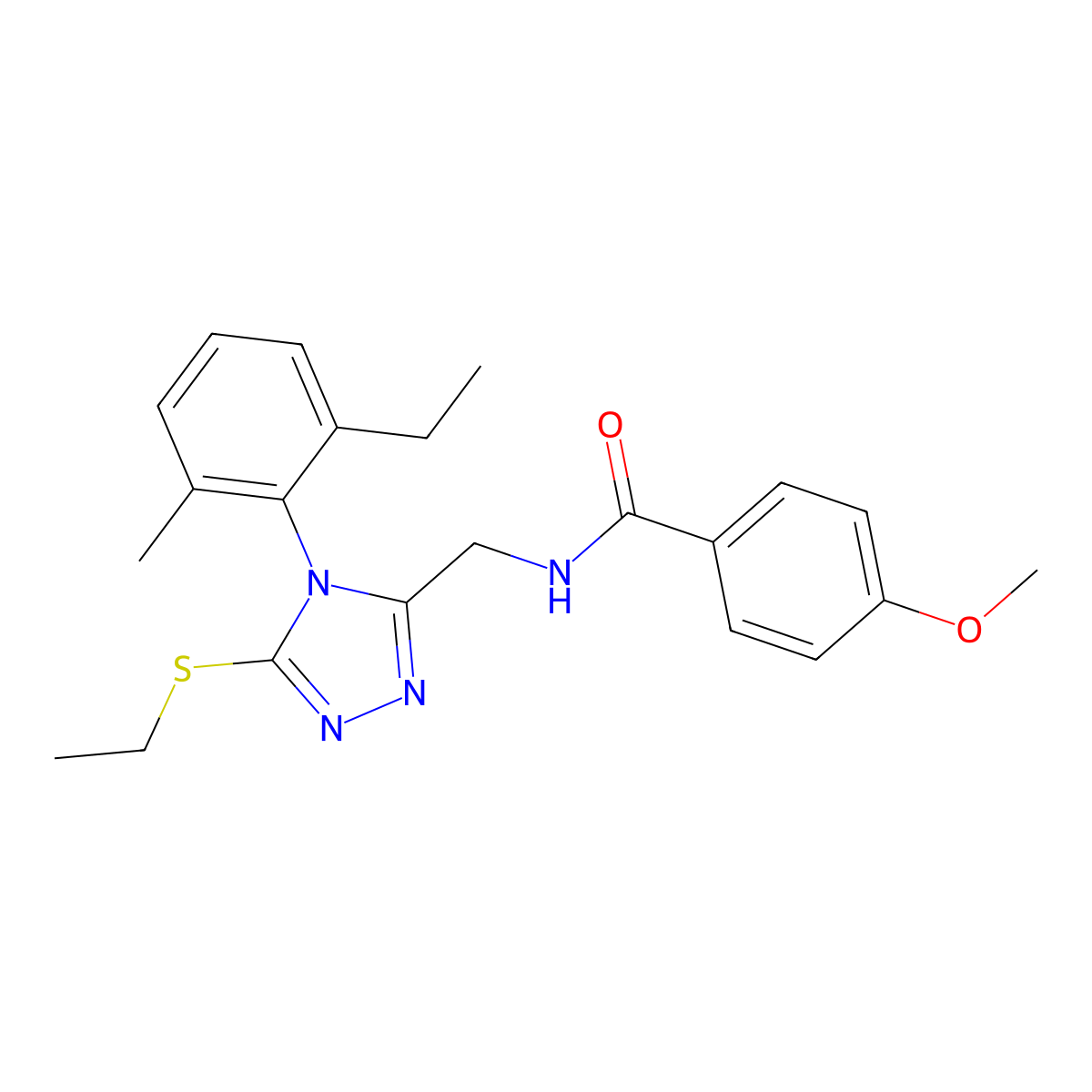 N-((4-(2-ethyl-6-methylphenyl)-5-(ethylthio)-4H-1,2,4-triazol-3-yl)methyl)-4-methoxybenzamide molecular structure, CAS 476451-72-6