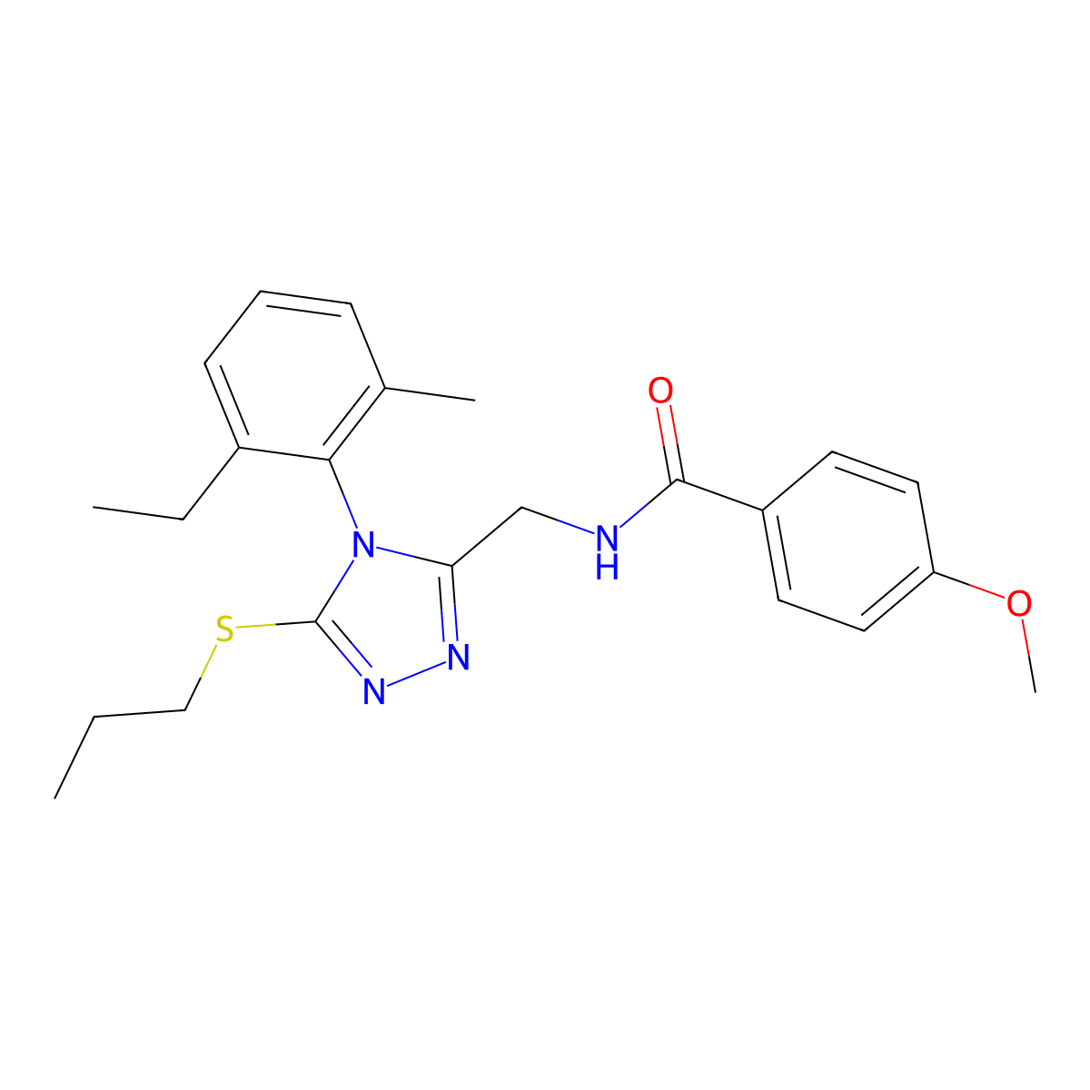 N-[[4-(2-ethyl-6-methylphenyl)-5-propylsulfanyl-1,2,4-triazol-3-yl]methyl]-4-methoxybenzamide molecular structure, CAS 476451-73-7