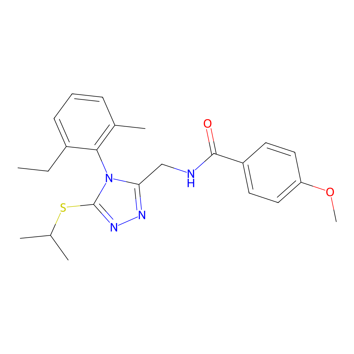 N-((4-(2-ethyl-6-methylphenyl)-5-(isopropylthio)-4H-1,2,4-triazol-3-yl)methyl)-4-methoxybenzamide molecular structure, CAS 476451-80-6