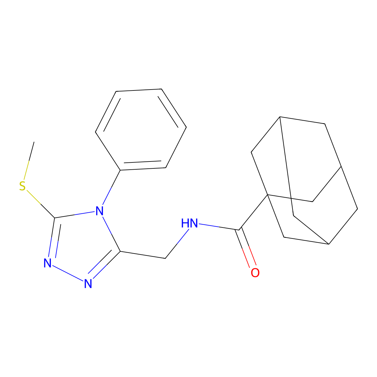 N-[(5-methylsulfanyl-4-phenyl-1,2,4-triazol-3-yl)methyl]adamantane-1-carboxamide molecular structure, CAS 476452-04-7