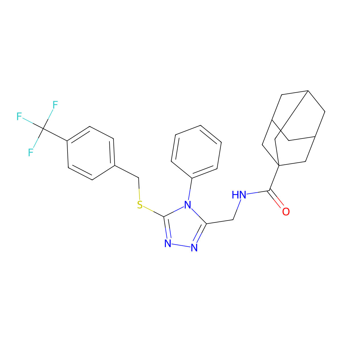N-[[4-phenyl-5-[[4-(trifluoromethyl)phenyl]methylsulfanyl]-1,2,4-triazol-3-yl]methyl]adamantane-1-carboxamide molecular structure, CAS 476452-06-9