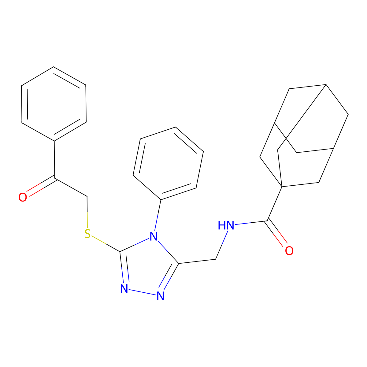 N-[(5-phenacylsulfanyl-4-phenyl-1,2,4-triazol-3-yl)methyl]adamantane-1-carboxamide molecular structure, CAS 476452-13-8