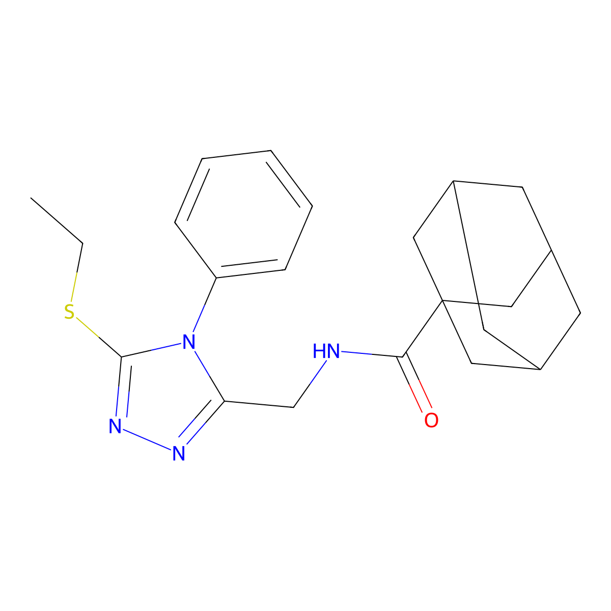 N-[(5-ethylsulfanyl-4-phenyl-1,2,4-triazol-3-yl)methyl]adamantane-1-carboxamide molecular structure, CAS 476452-14-9
