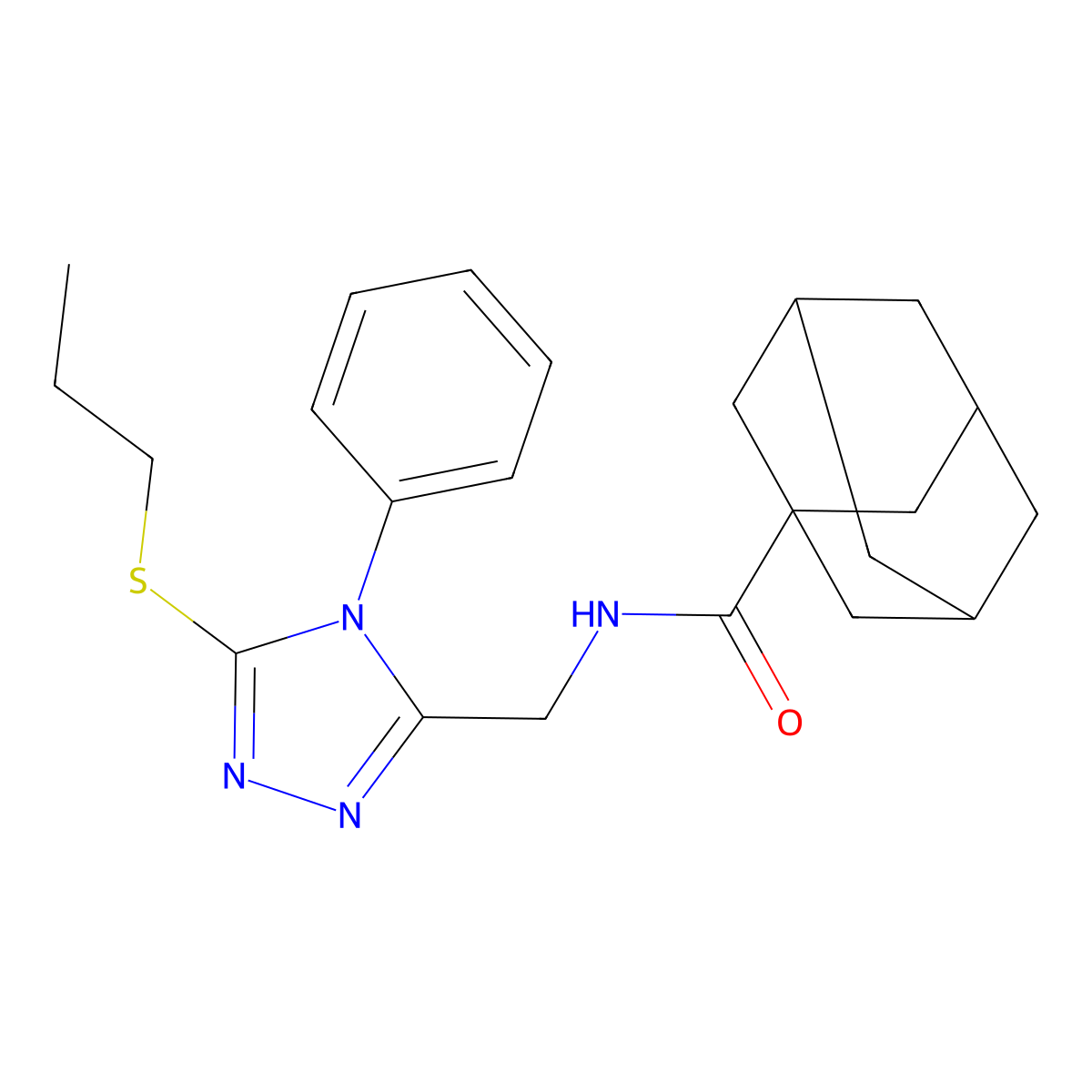 N-{[4-phenyl-5-(propylsulfanyl)-4H-1,2,4-triazol-3-yl]methyl}adamantane-1-carboxamide molecular structure, CAS 476452-15-0