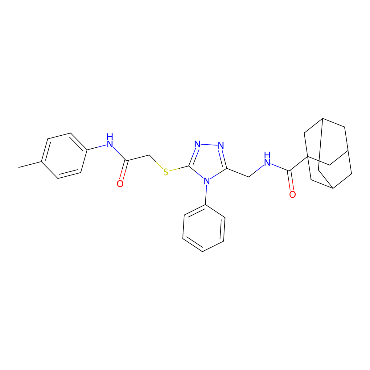 N-[[5-[2-(4-methylanilino)-2-oxoethyl]sulfanyl-4-phenyl-1,2,4-triazol-3-yl]methyl]adamantane-1-carboxamide molecular structure, CAS 476452-24-1