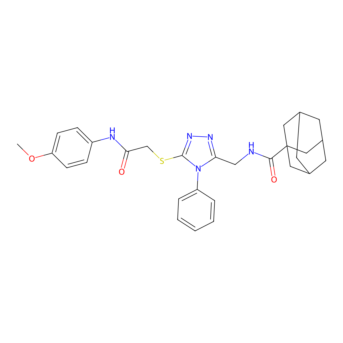 N-[[5-[2-(4-methoxyanilino)-2-oxoethyl]sulfanyl-4-phenyl-1,2,4-triazol-3-yl]methyl]adamantane-1-carboxamide molecular structure, CAS 476452-28-5