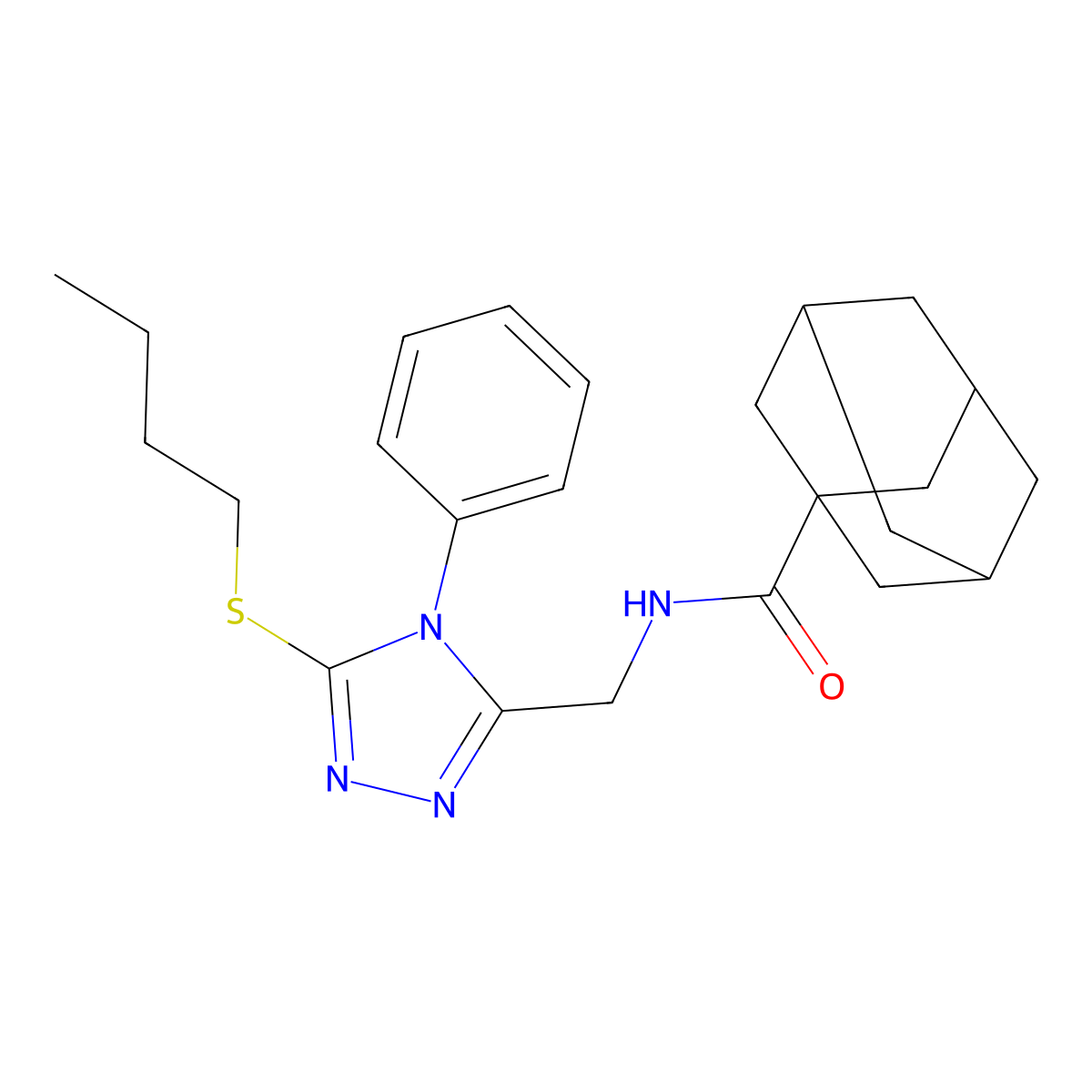 N-[(5-butylsulfanyl-4-phenyl-1,2,4-triazol-3-yl)methyl]adamantane-1-carboxamide molecular structure, CAS 476452-33-2