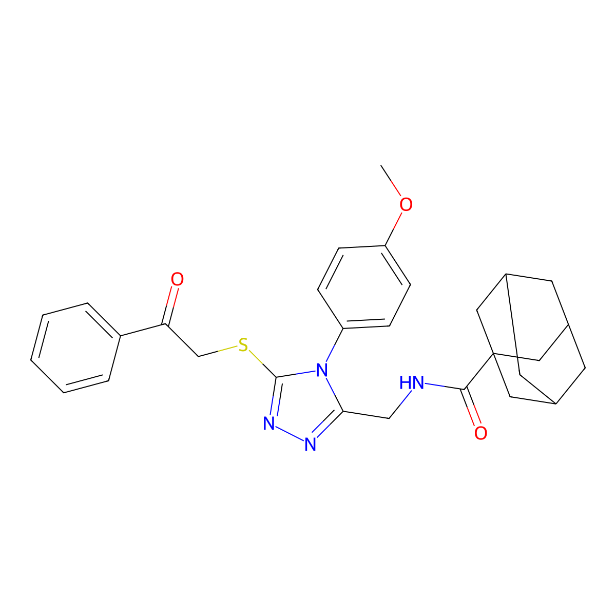 N-[[4-(4-methoxyphenyl)-5-phenacylsulfanyl-1,2,4-triazol-3-yl]methyl]adamantane-1-carboxamide molecular structure, CAS 476452-55-8