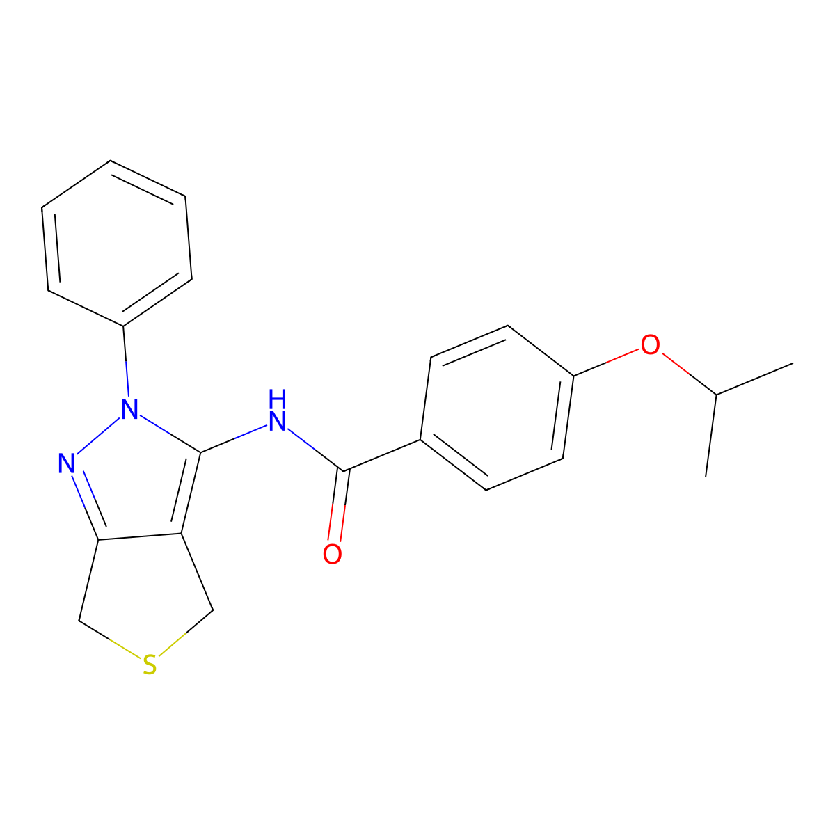 4-isopropoxy-N-(2-phenyl-4,6-dihydro-2H-thieno[3,4-c]pyrazol-3-yl)benzamide molecular structure, CAS 476458-00-1