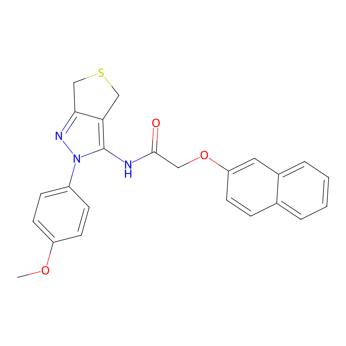 N-[2-(4-methoxyphenyl)-4,6-dihydrothieno[3,4-c]pyrazol-3-yl]-2-naphthalen-2-yloxyacetamide molecular structure, CAS 476458-16-9