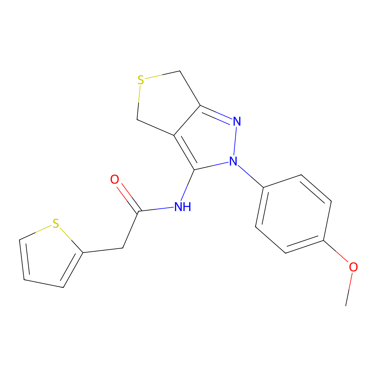 N-(2-(4-methoxyphenyl)-4,6-dihydro-2H-thieno[3,4-c]pyrazol-3-yl)-2-(thiophen-2-yl)acetamide molecular structure, CAS 476458-17-0