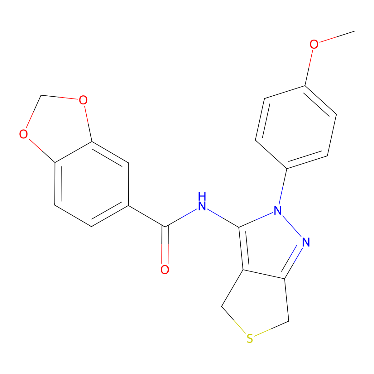 N-(2-(4-methoxyphenyl)-4,6-dihydro-2H-thieno[3,4-c]pyrazol-3-yl)benzo[d][1,3]dioxole-5-carboxamide molecular structure, CAS 476458-18-1