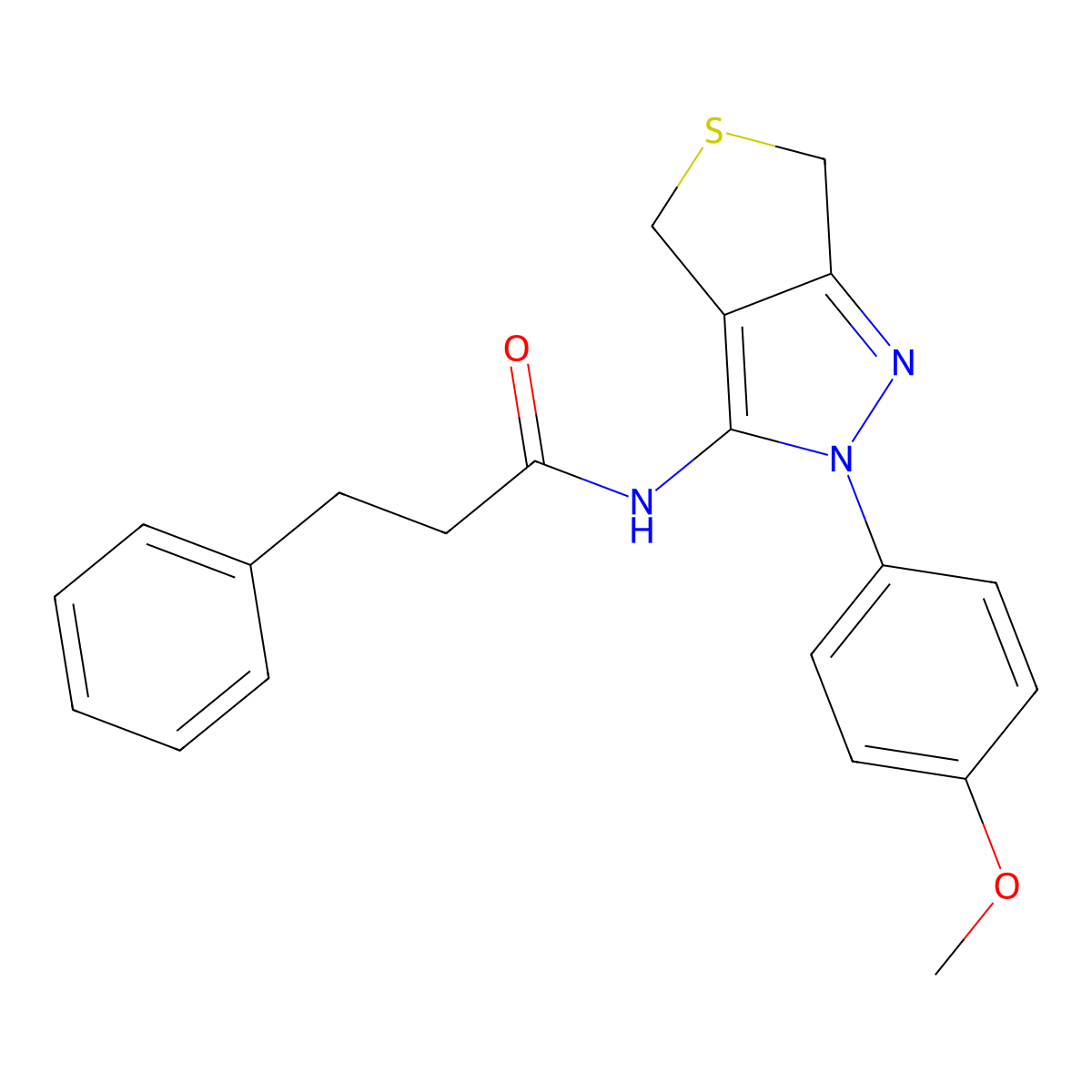 N-[2-(4-methoxyphenyl)-4,6-dihydrothieno[3,4-c]pyrazol-3-yl]-3-phenylpropanamide molecular structure, CAS 476458-23-8