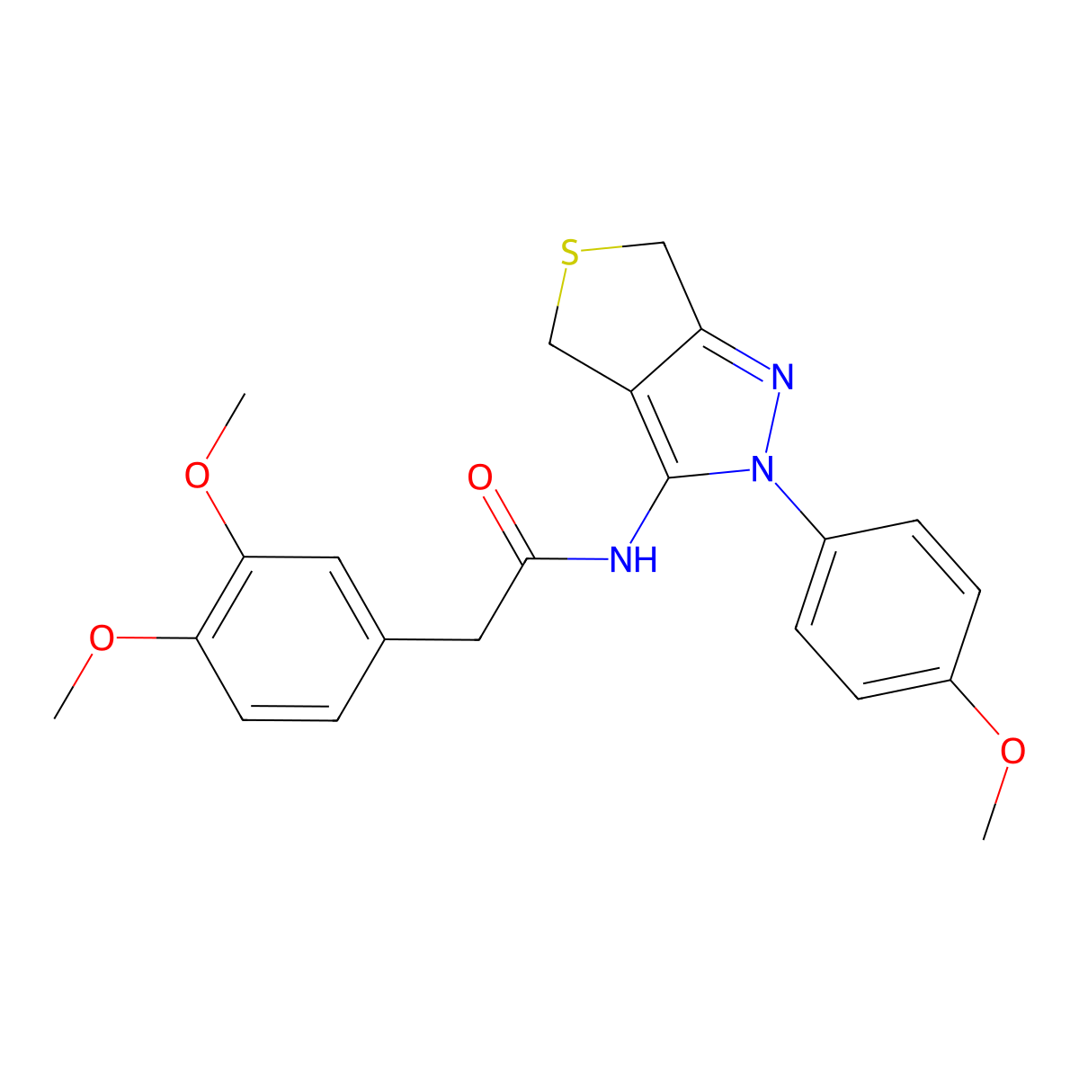 2-(3,4-dimethoxyphenyl)-N-(2-(4-methoxyphenyl)-4,6-dihydro-2H-thieno[3,4-c]pyrazol-3-yl)acetamide molecular structure, CAS 476458-24-9