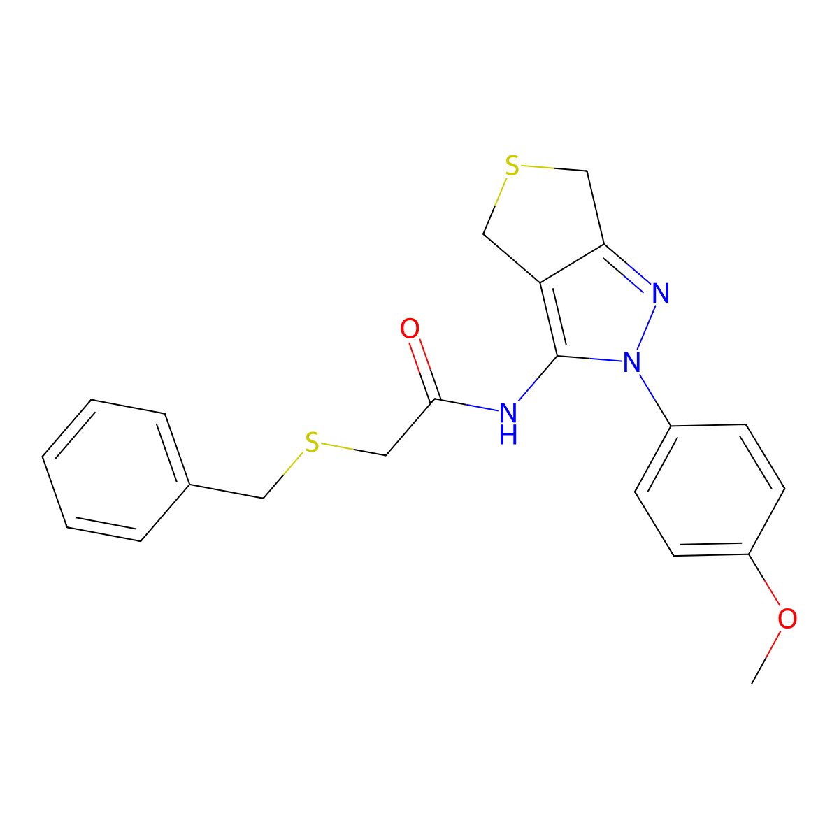2-benzylsulfanyl-N-[2-(4-methoxyphenyl)-4,6-dihydrothieno[3,4-c]pyrazol-3-yl]acetamide molecular structure, CAS 476458-25-0
