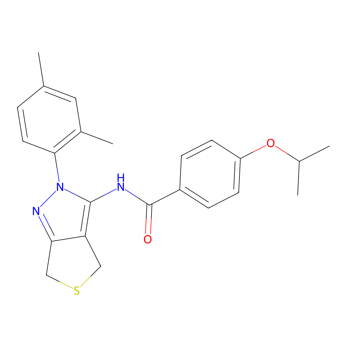 N-(2-(2,4-dimethylphenyl)-4,6-dihydro-2H-thieno[3,4-c]pyrazol-3-yl)-4-isopropoxybenzamide molecular structure, CAS 476458-27-2