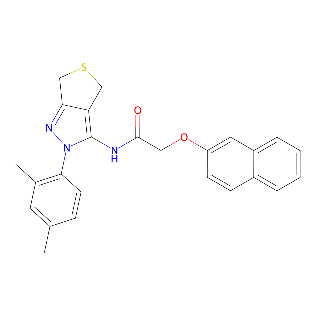 N-(2-(2,4-dimethylphenyl)-4,6-dihydro-2H-thieno[3,4-c]pyrazol-3-yl)-2-(naphthalen-2-yloxy)acetamide molecular structure, CAS 476458-29-4