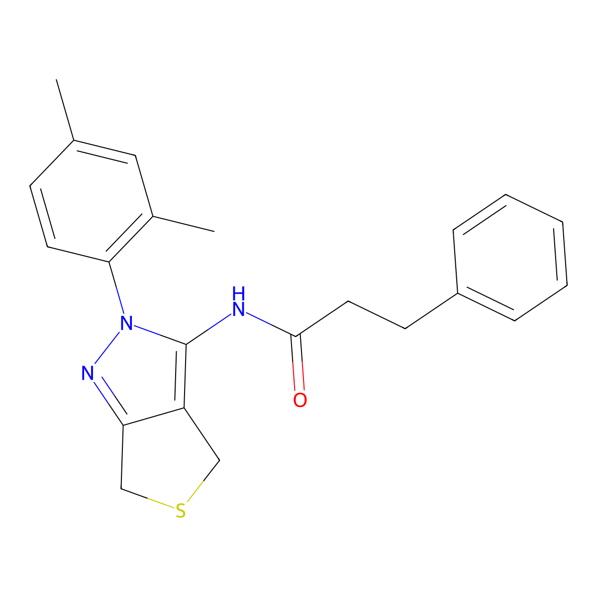N-[2-(2,4-dimethylphenyl)-4,6-dihydrothieno[3,4-c]pyrazol-3-yl]-3-phenylpropanamide molecular structure, CAS 476458-36-3