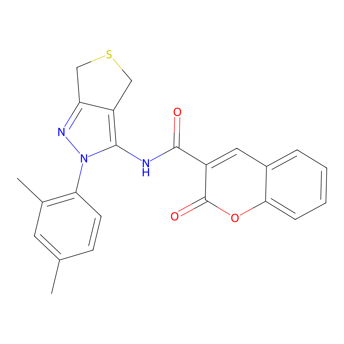 N-[2-(2,4-dimethylphenyl)-4,6-dihydrothieno[3,4-c]pyrazol-3-yl]-2-oxochromene-3-carboxamide molecular structure, CAS 476458-39-6