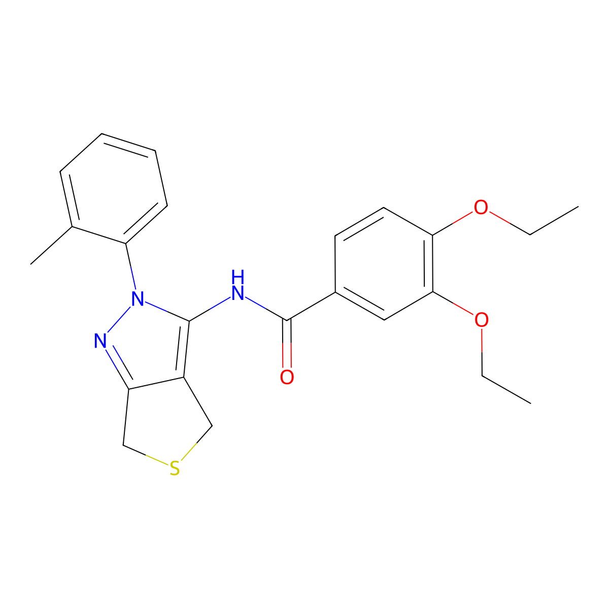 3,4-diethoxy-N-[2-(2-methylphenyl)-4,6-dihydrothieno[3,4-c]pyrazol-3-yl]benzamide molecular structure, CAS 476458-50-1