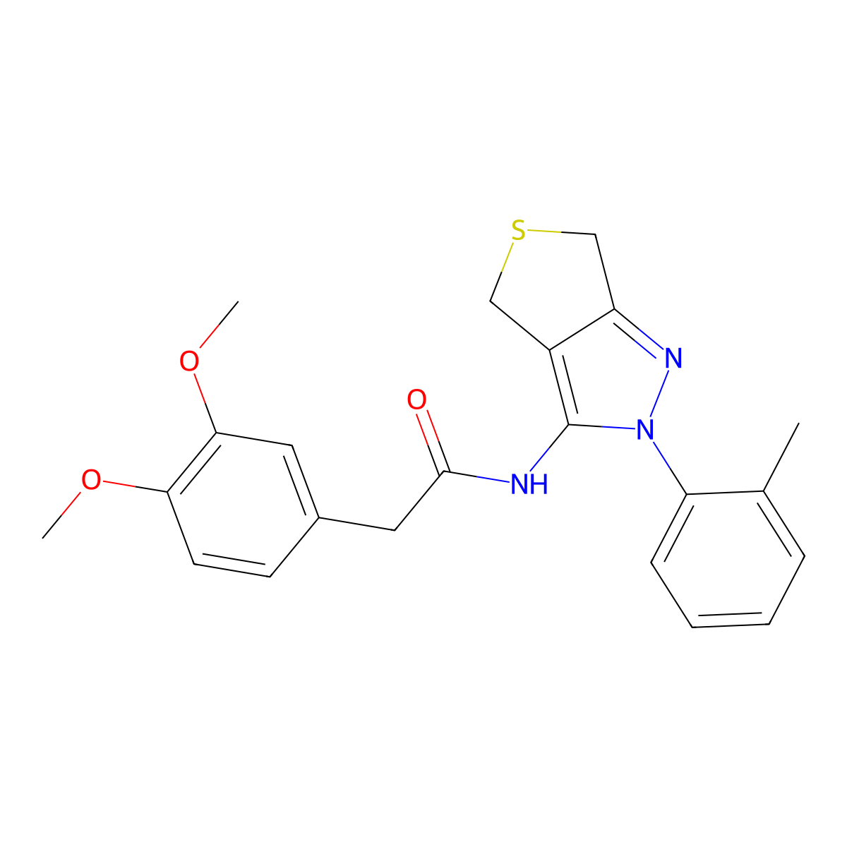 2-(3,4-dimethoxyphenyl)-N-(2-(o-tolyl)-4,6-dihydro-2H-thieno[3,4-c]pyrazol-3-yl)acetamide molecular structure, CAS 476458-52-3