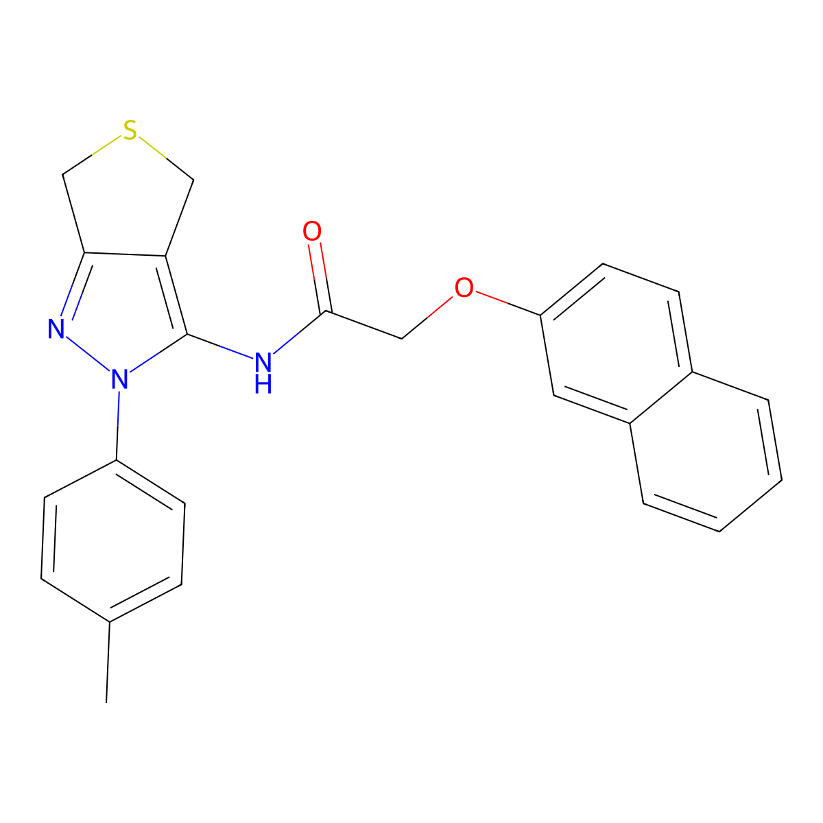 N-[2-(4-methylphenyl)-4,6-dihydrothieno[3,4-c]pyrazol-3-yl]-2-naphthalen-2-yloxyacetamide molecular structure, CAS 476458-73-8