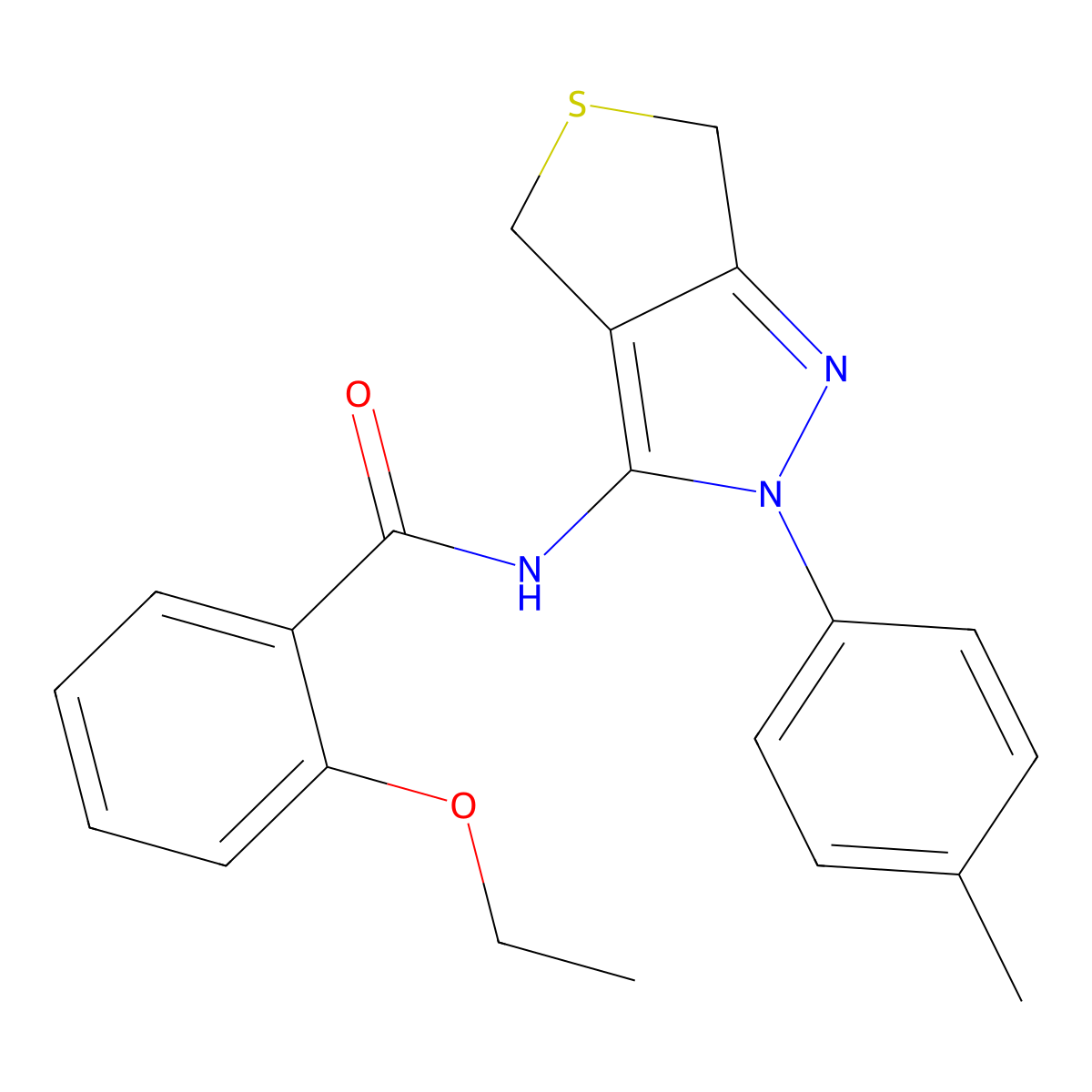 2-ethoxy-N-(2-(p-tolyl)-4,6-dihydro-2H-thieno[3,4-c]pyrazol-3-yl)benzamide molecular structure, CAS 476458-78-3