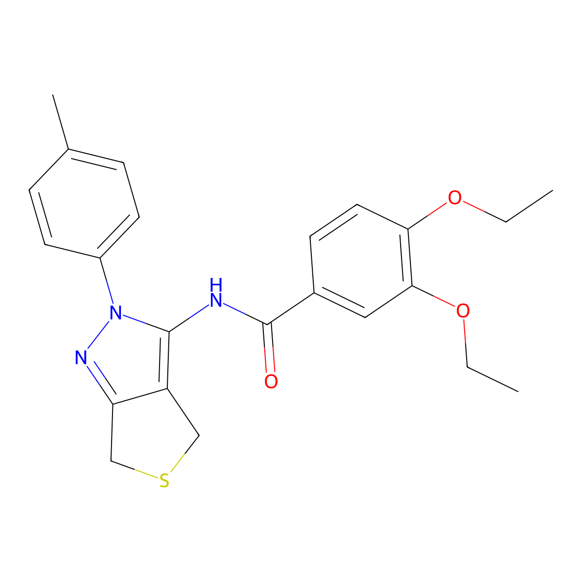 3,4-diethoxy-N-(2-(p-tolyl)-4,6-dihydro-2H-thieno[3,4-c]pyrazol-3-yl)benzamide molecular structure, CAS 476458-79-4