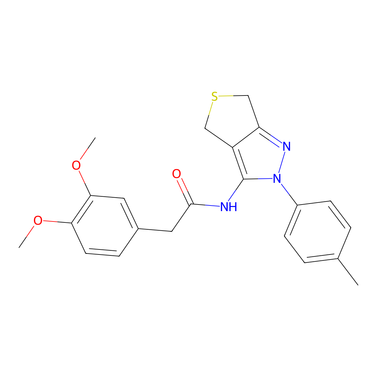 2-(3,4-dimethoxyphenyl)-N-(2-(p-tolyl)-4,6-dihydro-2H-thieno[3,4-c]pyrazol-3-yl)acetamide molecular structure, CAS 476458-82-9