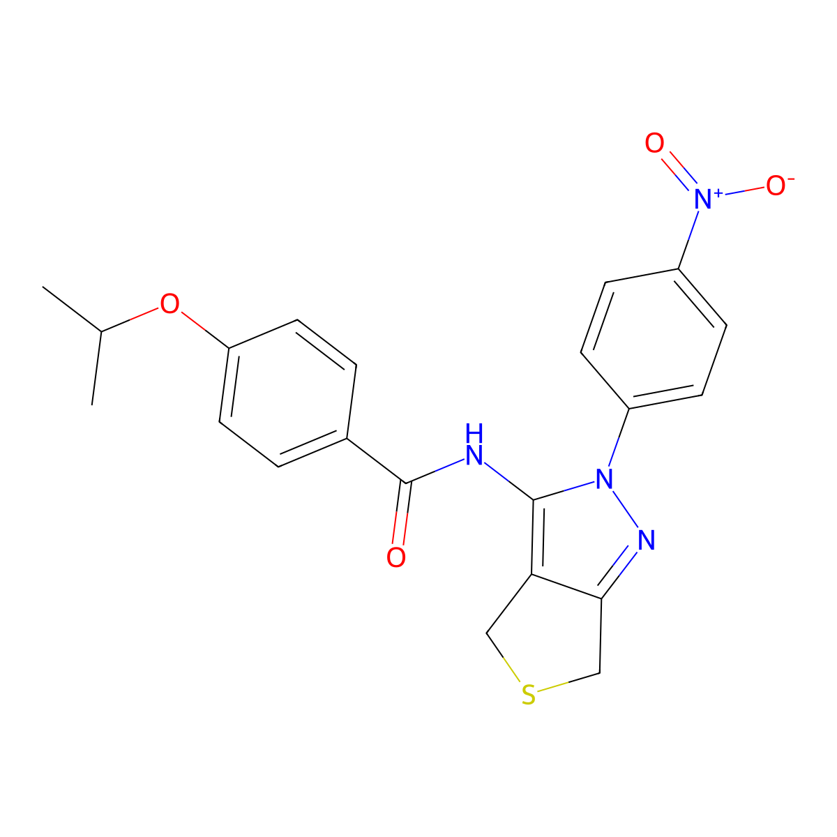 4-isopropoxy-N-(2-(4-nitrophenyl)-4,6-dihydro-2H-thieno[3,4-c]pyrazol-3-yl)benzamide molecular structure, CAS 476458-87-4
