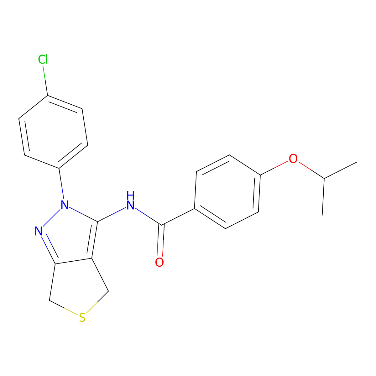 N-(2-(4-chlorophenyl)-4,6-dihydro-2H-thieno[3,4-c]pyrazol-3-yl)-4-isopropoxybenzamide molecular structure, CAS 476459-09-3