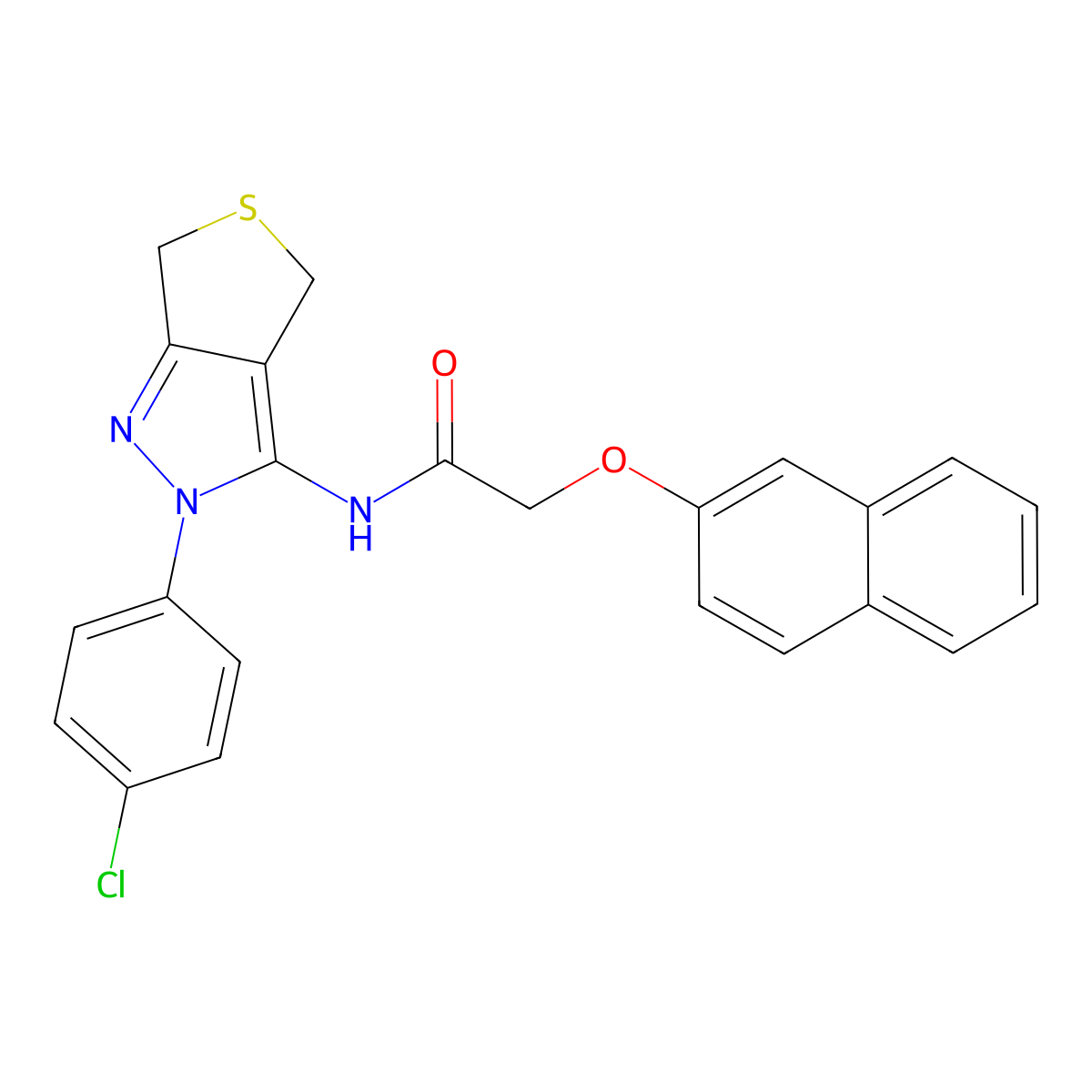 N-[2-(4-chlorophenyl)-4,6-dihydrothieno[3,4-c]pyrazol-3-yl]-2-naphthalen-2-yloxyacetamide molecular structure, CAS 476459-10-6