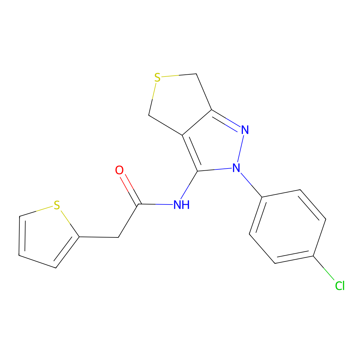 N-(2-(4-chlorophenyl)-4,6-dihydro-2H-thieno[3,4-c]pyrazol-3-yl)-2-(thiophen-2-yl)acetamide molecular structure, CAS 476459-11-7