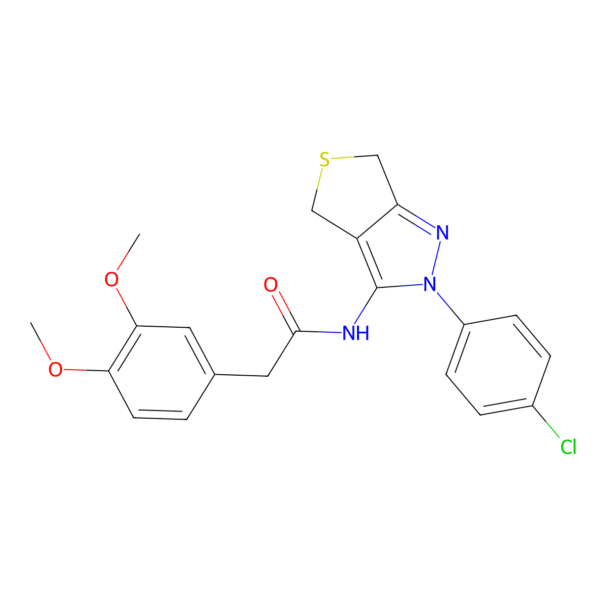 N-[2-(4-chlorophenyl)-4,6-dihydrothieno[3,4-c]pyrazol-3-yl]-2-(3,4-dimethoxyphenyl)acetamide molecular structure, CAS 476459-18-4