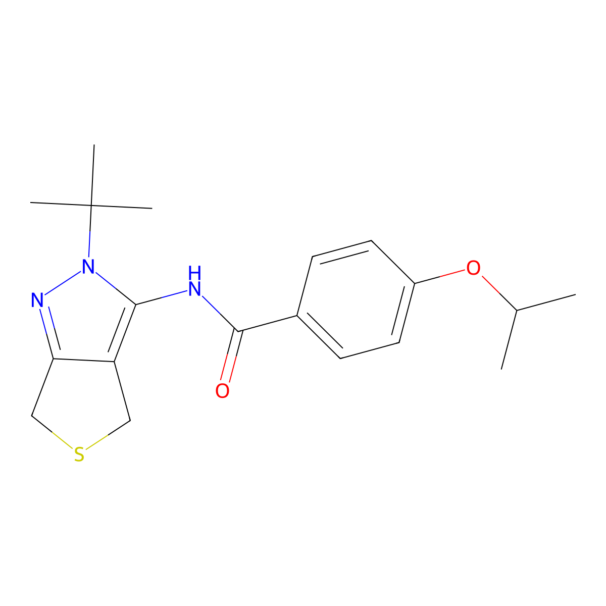 N-(2-(tert-butyl)-4,6-dihydro-2H-thieno[3,4-c]pyrazol-3-yl)-4-isopropoxybenzamide molecular structure, CAS 476459-21-9