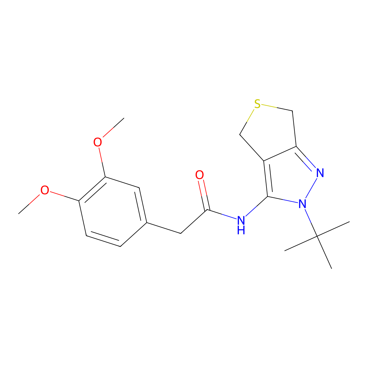 N-(2-(tert-butyl)-4,6-dihydro-2H-thieno[3,4-c]pyrazol-3-yl)-2-(3,4-dimethoxyphenyl)acetamide molecular structure, CAS 476459-30-0