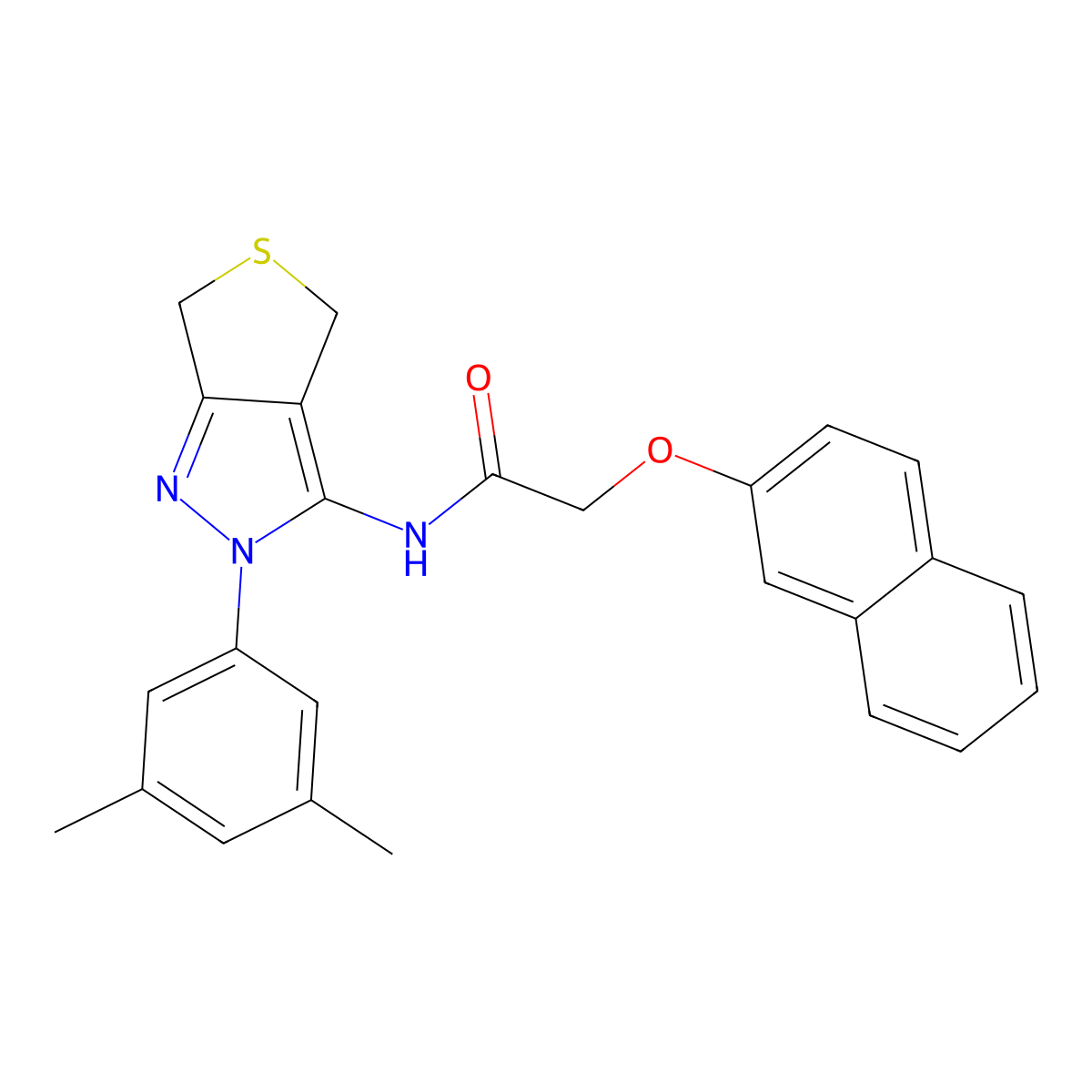 N-(2-(3,5-dimethylphenyl)-4,6-dihydro-2H-thieno[3,4-c]pyrazol-3-yl)-2-(naphthalen-2-yloxy)acetamide molecular structure, CAS 476459-35-5