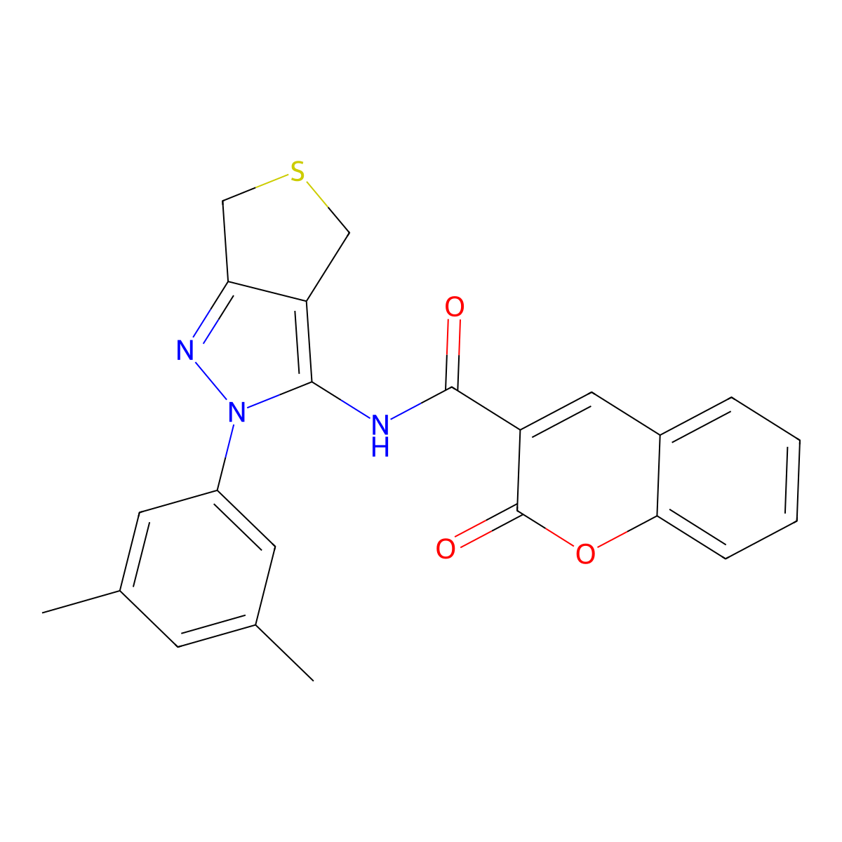 N-(2-(3,5-dimethylphenyl)-4,6-dihydro-2H-thieno[3,4-c]pyrazol-3-yl)-2-oxo-2H-chromene-3-carboxamide molecular structure, CAS 476459-45-7