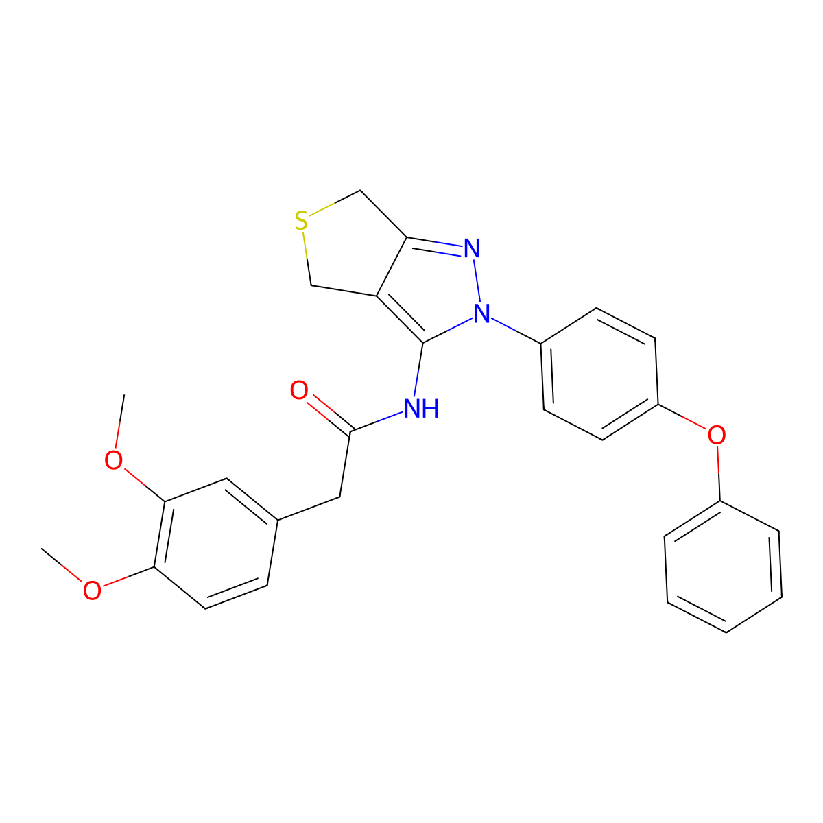 2-(3,4-dimethoxyphenyl)-N-[2-(4-phenoxyphenyl)-4,6-dihydrothieno[3,4-c]pyrazol-3-yl]acetamide molecular structure, CAS 476459-58-2