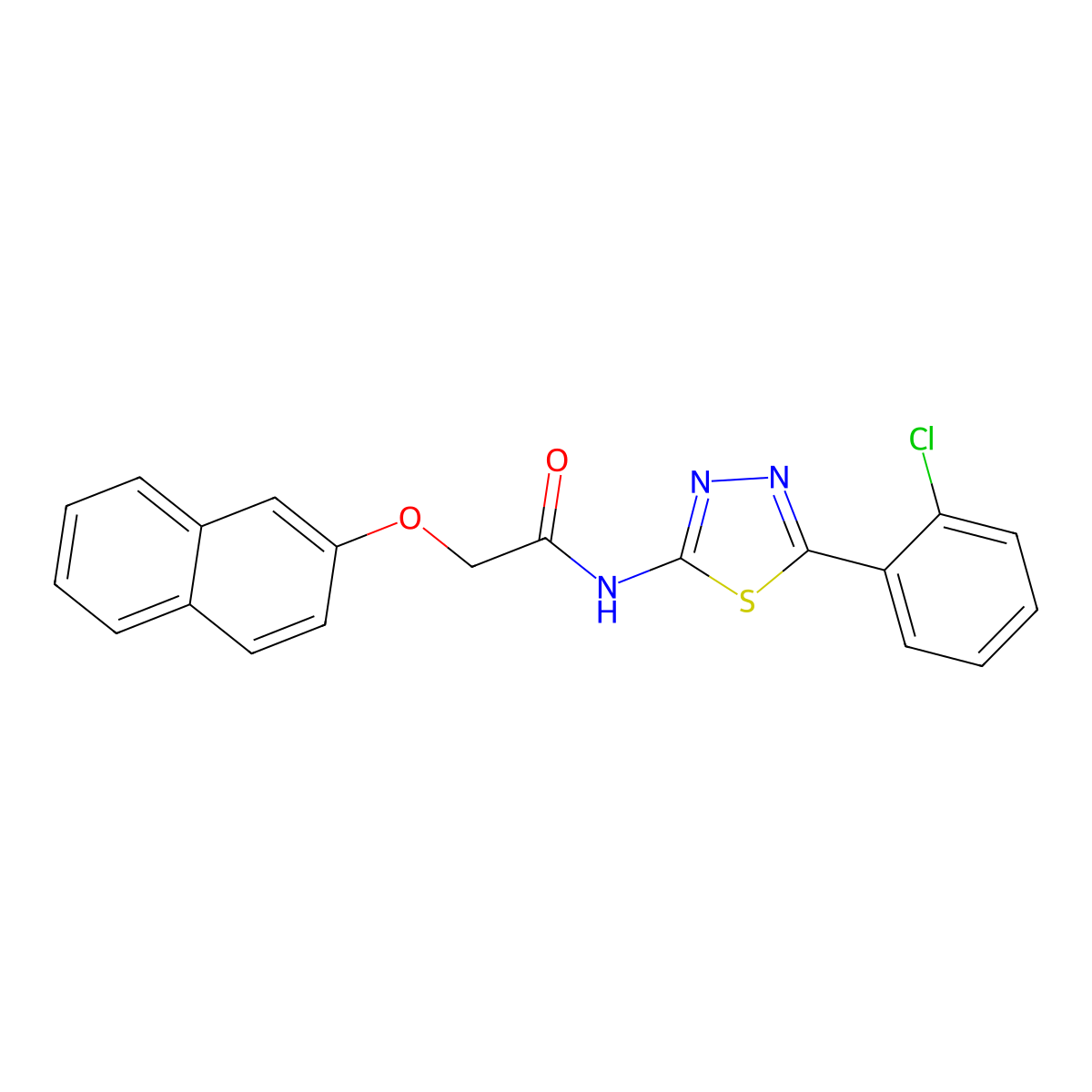 N-[5-(2-chlorophenyl)-1,3,4-thiadiazol-2-yl]-2-(naphthalen-2-yloxy)acetamide molecular structure, CAS 476459-67-3