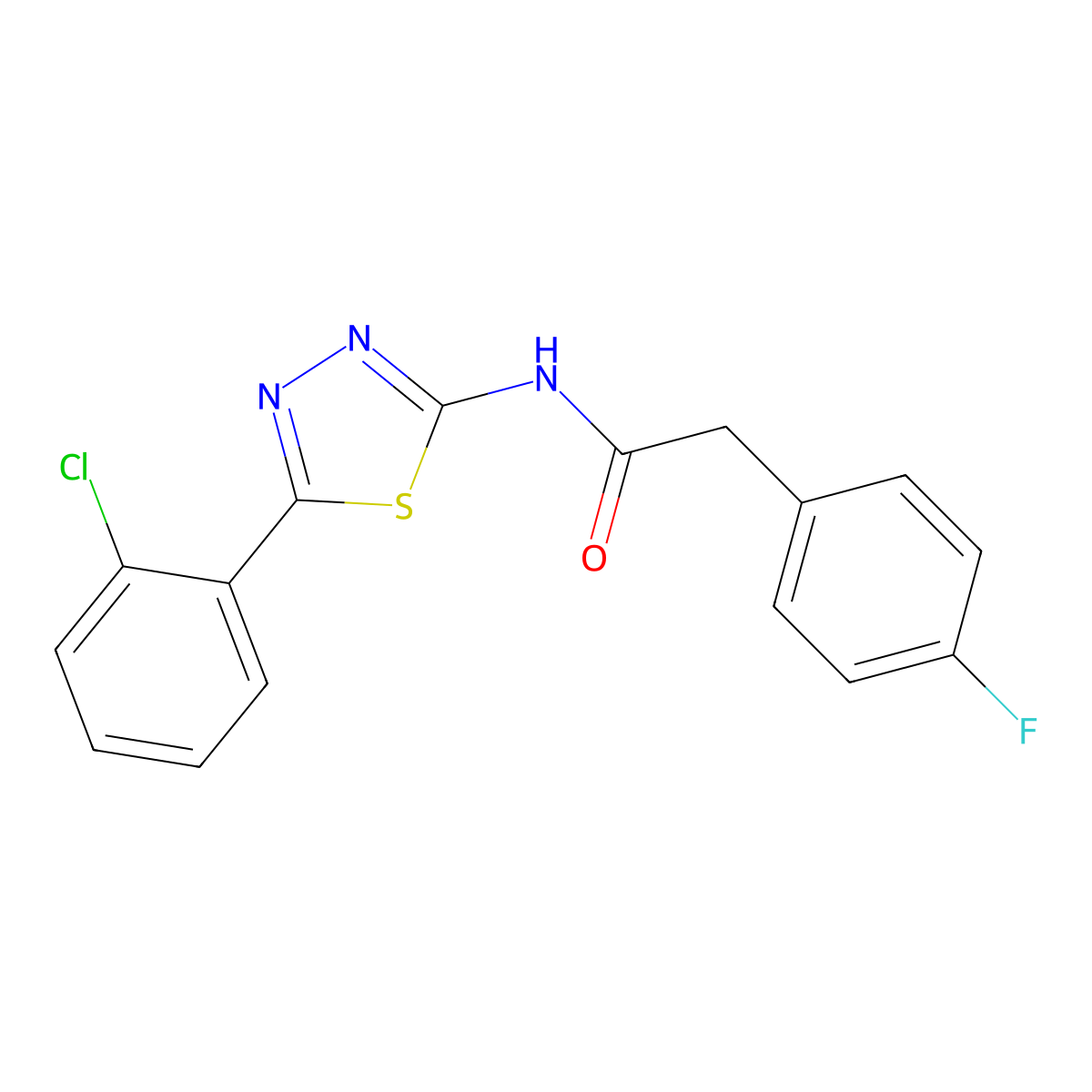 N-[5-(2-chlorophenyl)-1,3,4-thiadiazol-2-yl]-2-(4-fluorophenyl)acetamide molecular structure, CAS 476459-78-6