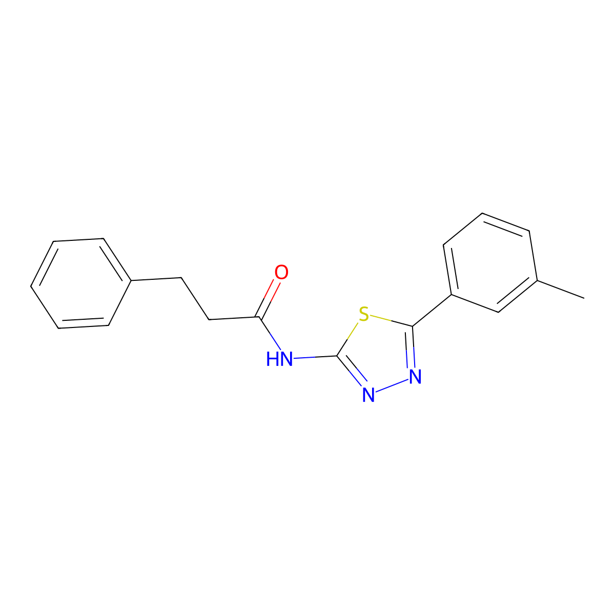 N-[5-(3-methylphenyl)-1,3,4-thiadiazol-2-yl]-3-phenylpropanamide molecular structure, CAS 476459-89-9