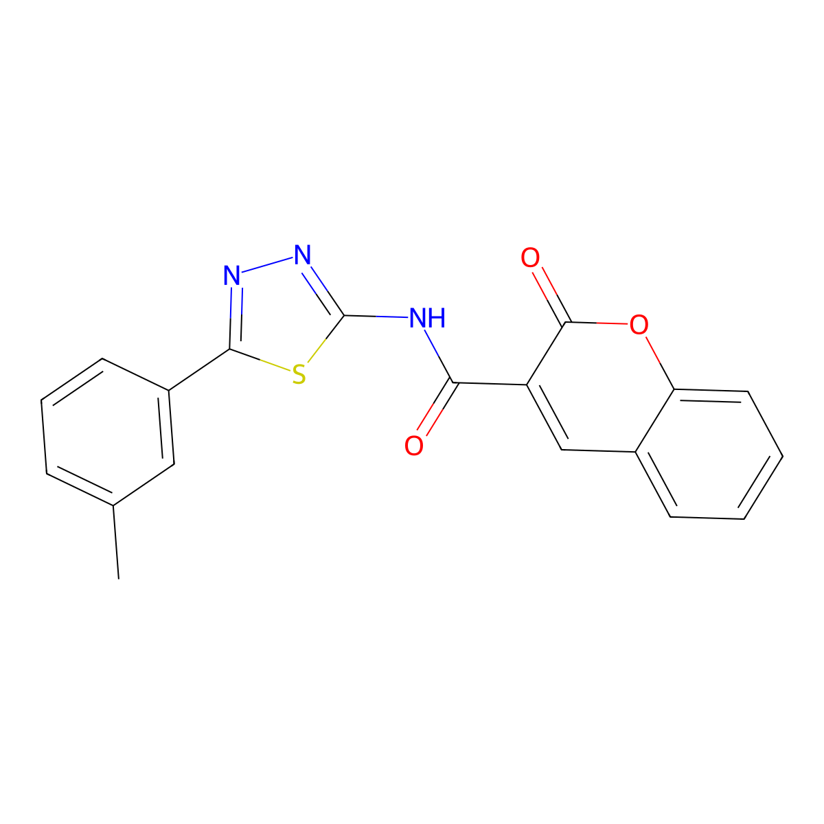 N-[5-(3-methylphenyl)-1,3,4-thiadiazol-2-yl]-2-oxo-2H-chromene-3-carboxamide molecular structure, CAS 476459-92-4