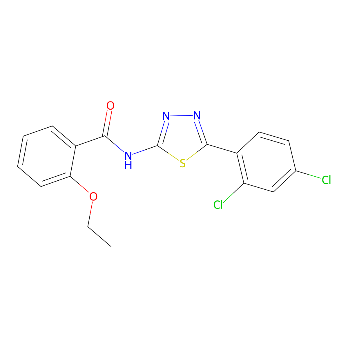 N-[5-(2,4-dichlorophenyl)-1,3,4-thiadiazol-2-yl]-2-ethoxybenzamide molecular structure, CAS 476460-02-3