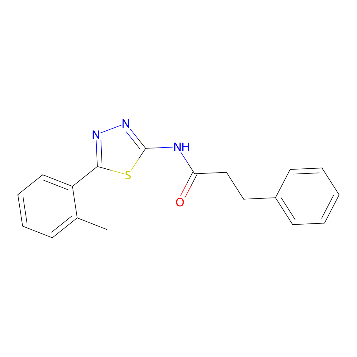 N-[5-(2-methylphenyl)-1,3,4-thiadiazol-2-yl]-3-phenylpropanamide molecular structure, CAS 476460-18-1